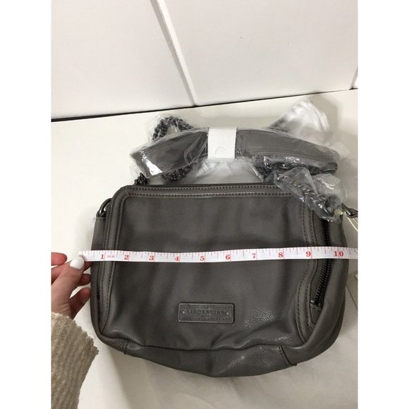 NWT liebeskind berlin small Crossbody handbag Annett Grey Leather Zip Detail - Picture 8 of 9